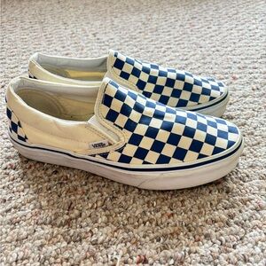 Vans Blue and White Classic Slip-On Sneakers